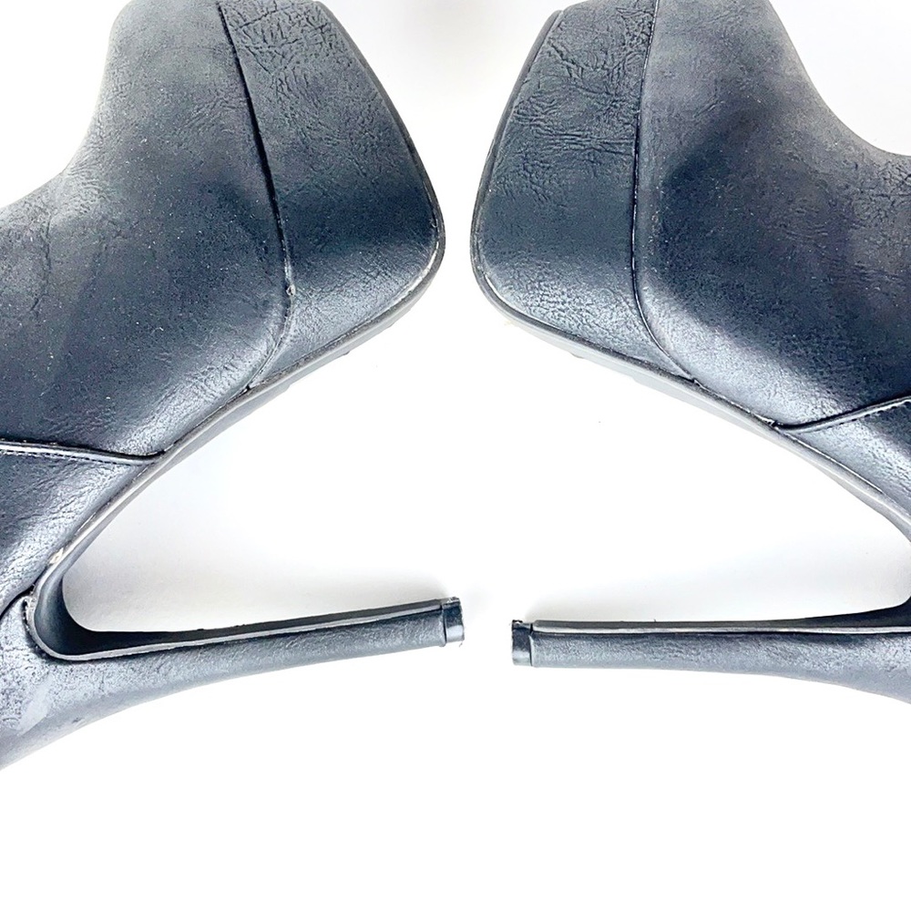A.X.N.Y. | 🖤 Black Faux Leather Zip-Up Stiletto Platform Heels Ankle Boots - Picture 9 of 12